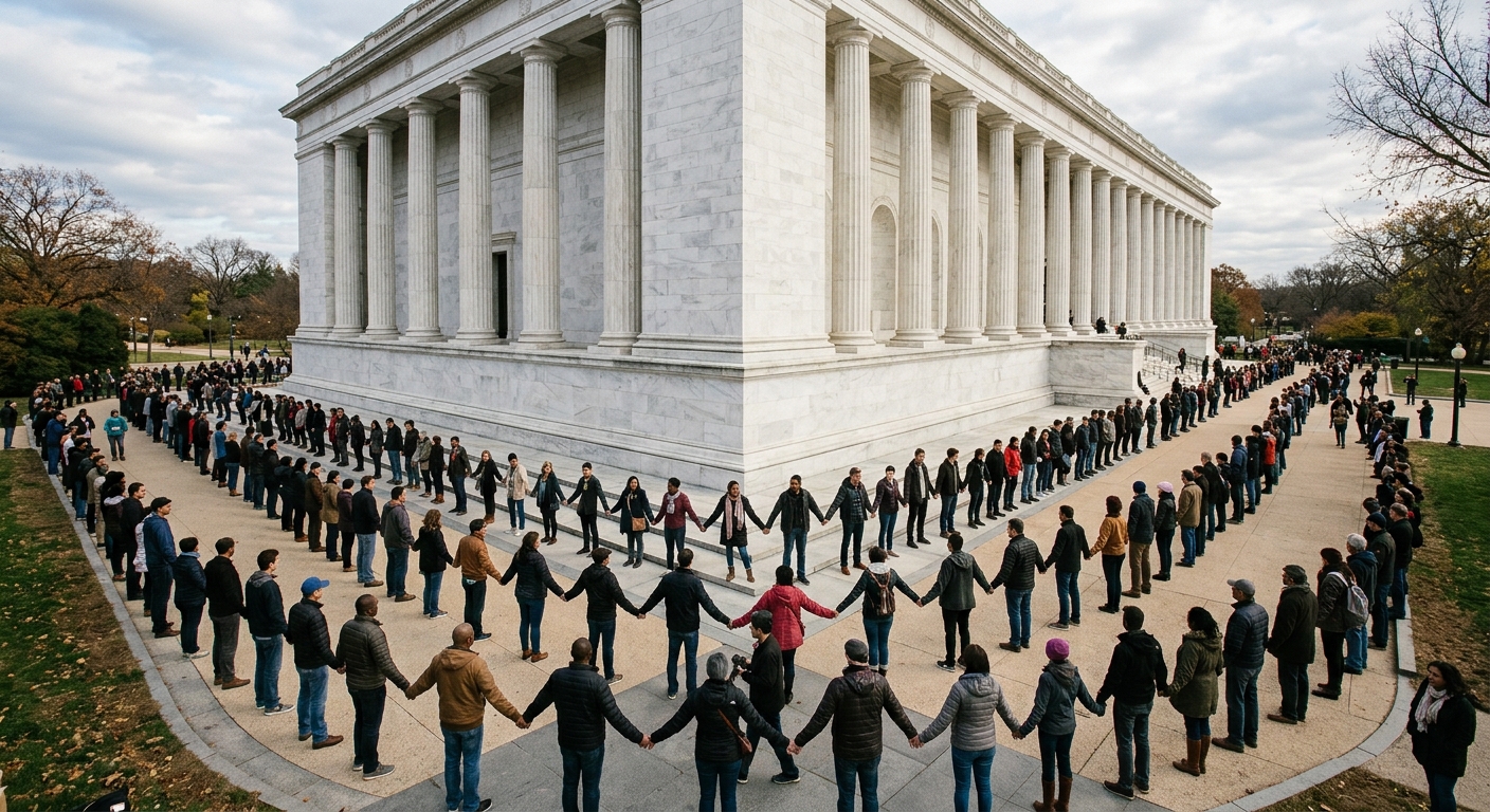 Human Chain Protest to Defend Kennedy Center Draws Hundreds in Washington, D.C.